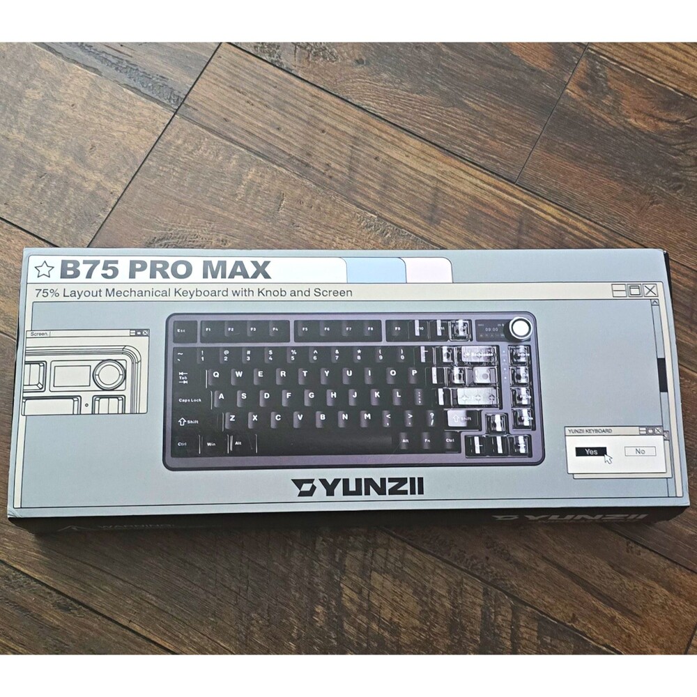 YUNZII B75 Pro Max 75% Wired Mechanical Keyboard Knob Screen Black Aluminum